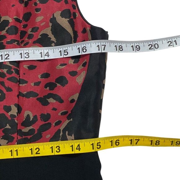 NEW | Kay Unger Sheath Dress | 8 | Red Black | Silk Blend | Lined | Career - Picture 12 of 14